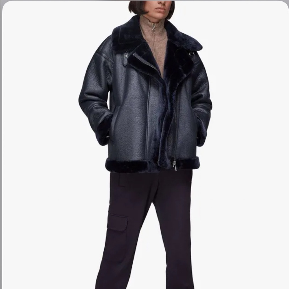 Whistles Black Lauren Faux Leather Biker Jacket